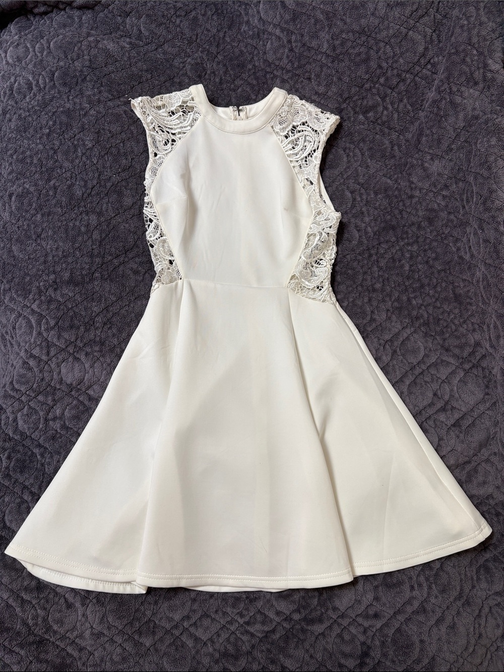 Girls' Ivory Lace-Accent Fit & Flare Dress